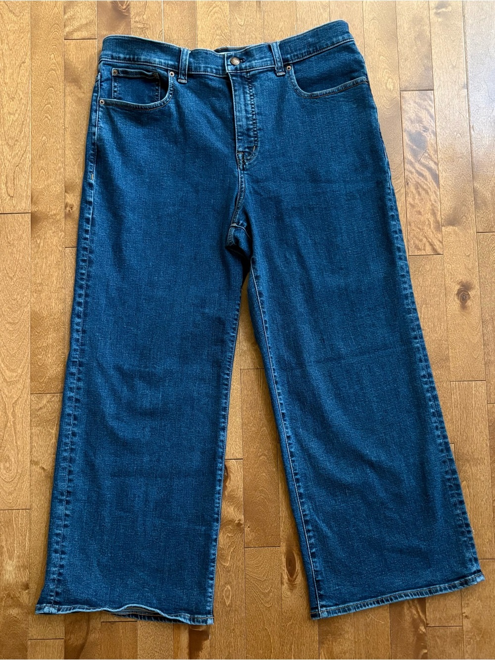 Madewell The Wide-Leg Jean Womens Petite Size 32P Medium Blue Wash High Rise